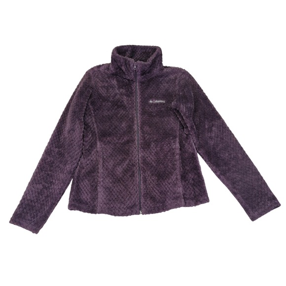 Columbia Womens Fleece Jacket Full Zip Up Purple Quilted Soft Warm Coat Medium - Picture 1 of 9